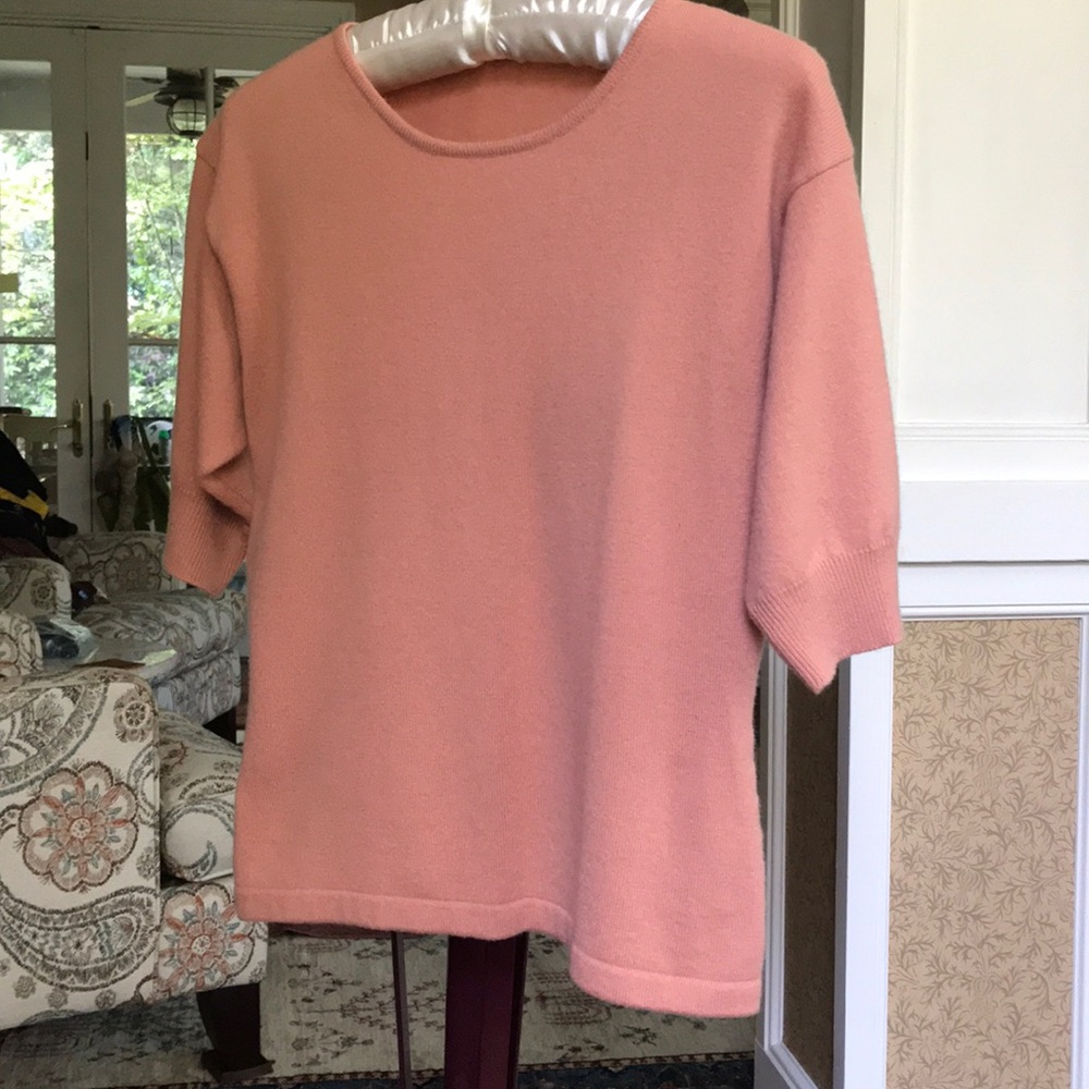 Salmon wool top, short sleeves